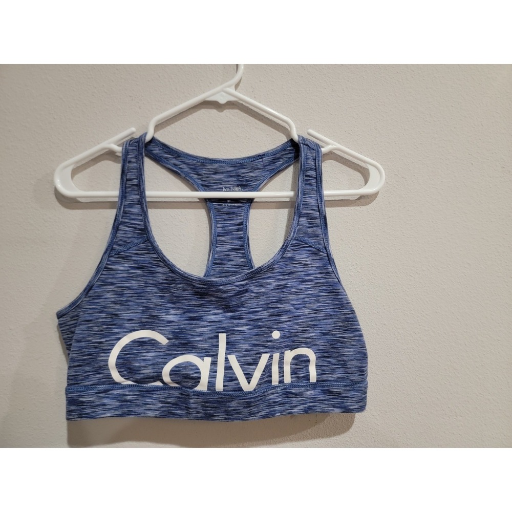 Calvin Klein Performance Stretch Heather Blue Sport Bra Womens XL‎
